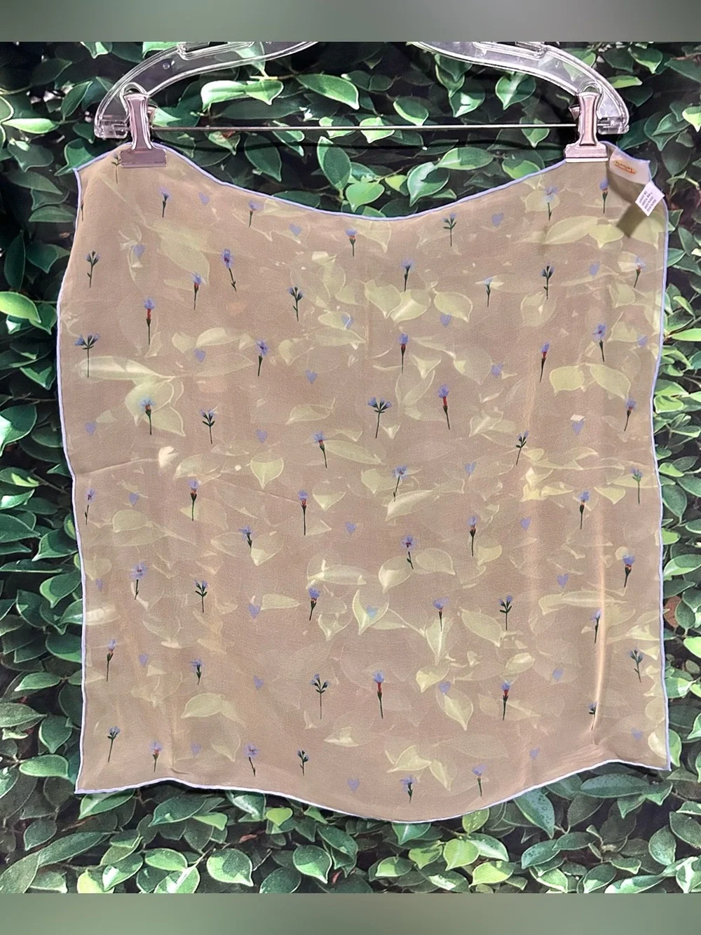 Talbots Floral Silk Scarf Yellow Blue Square Korea